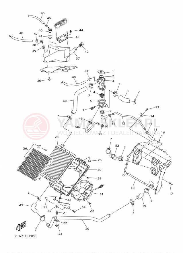 Schemat "Układ chlodzenia" do Yamaha SRVIPER R TX LE SR10RLFO
