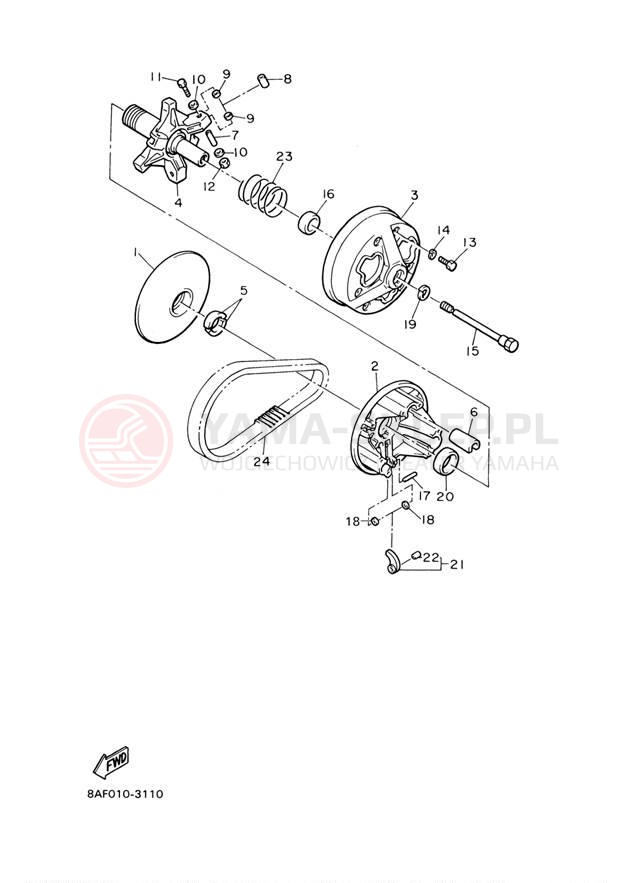 Schemat "PRIMARY SHEAVE" do Yamaha BR250TF