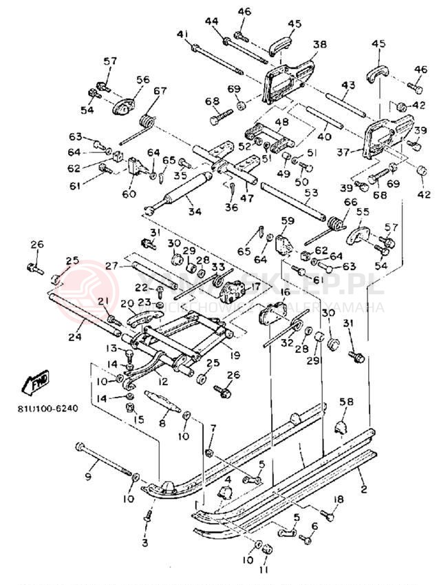 Schemat "Zawieszenie gąsiennicy" do Yamaha BRAVO LT (LONG TRACK) BR250TR