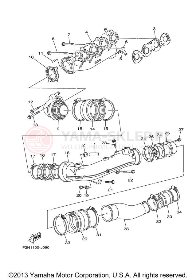Schemat "wydech" do Yamaha WAVERUNNER VX SPORT VX1100J