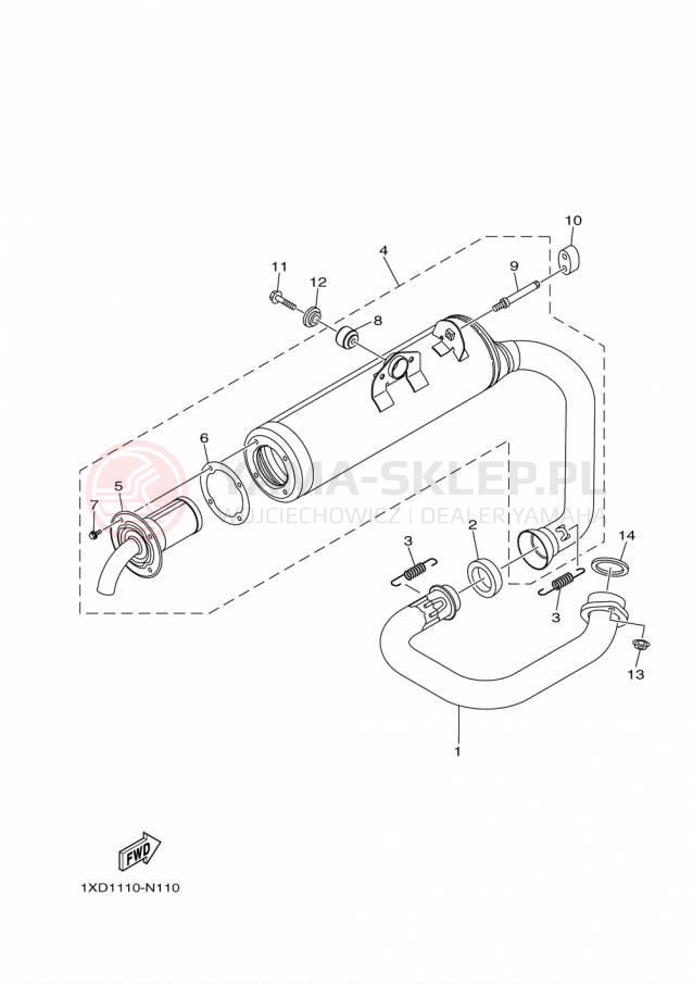 Schemat "Wydech końcowy" do Yamaha VIKING EPS YXM700PFG/YXM700PFR
