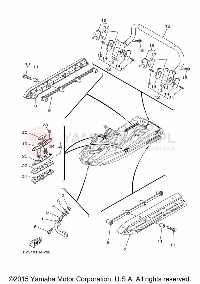 Schemat "HULL & DECK" do Yamaha FX CRUISER HO FB1800AP
