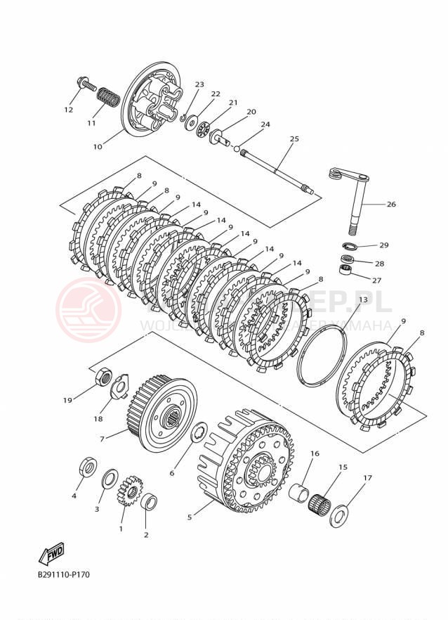 Schemat "sprzęgło" do Yamaha WR250F WR250FF