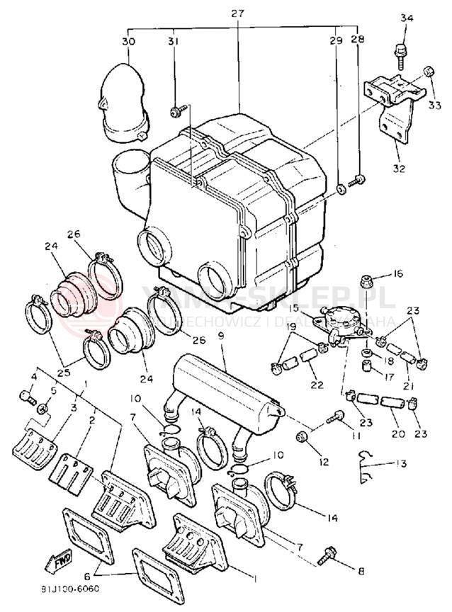 Schemat "Filtr powietrza" do Yamaha PHAZER PZ480K