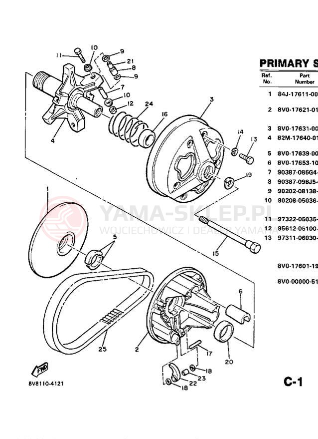 Schemat "PRIMARY SHEAVE" do Yamaha PZ480EK
