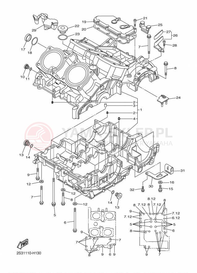Schemat "Obudowa silnika" do Yamaha VMAX VMX17FCR/VMX17FR