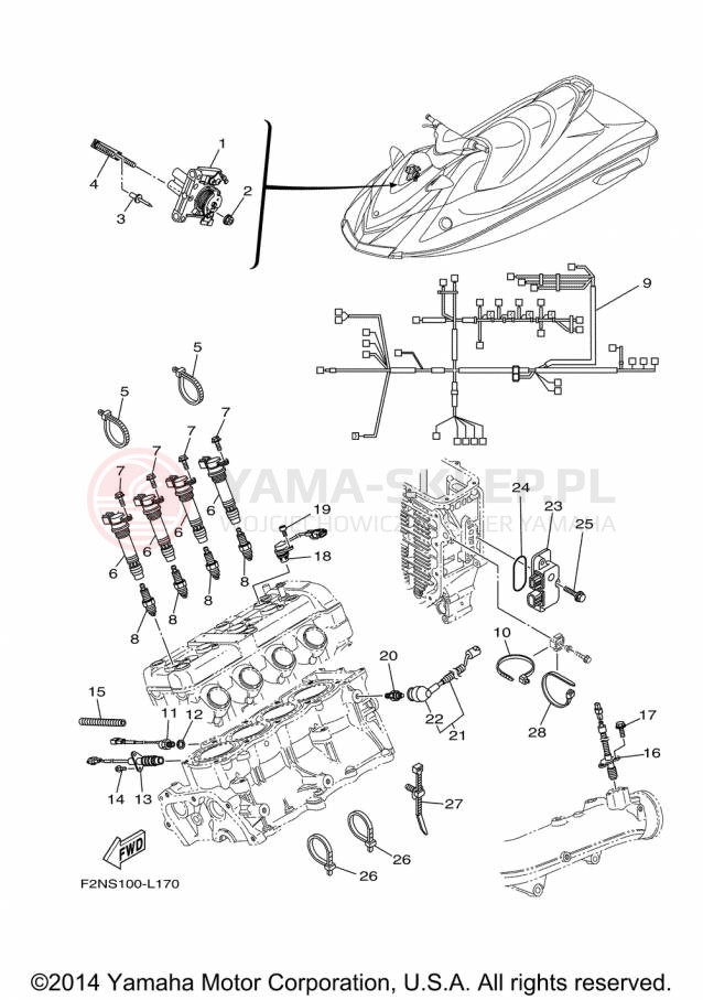 Schemat "układ elektryczny" do Yamaha WAVERUNNER V1 VX1100EP