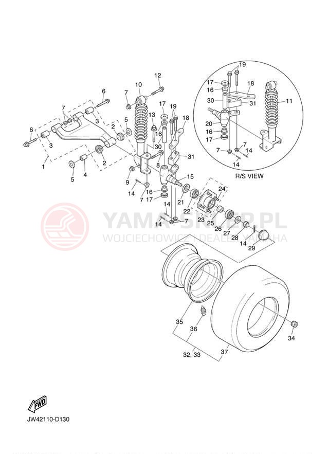 Schemat "Koło przód" do Yamaha PRO HAULER 700 2WD YXP700AVL
