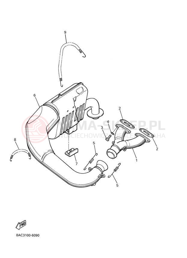Schemat "Wydech końcowy" do Yamaha VK 540 III VK540EH