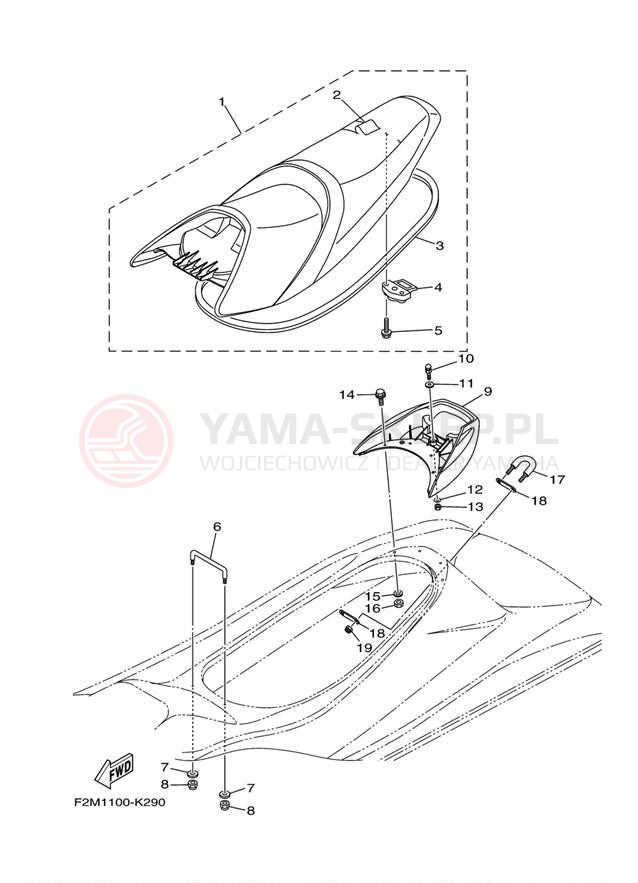 Schemat "Siedzenie i schowek" do Yamaha VXR VX1800AK
