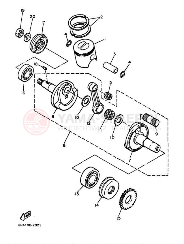 Schemat "Wał korbowy, tłok" do Yamaha BRAVO LT BR250TB