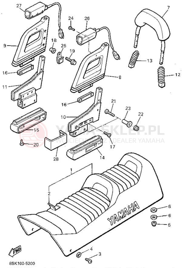 Schemat "siedzenie" do Yamaha VENTURE XL VT480V
