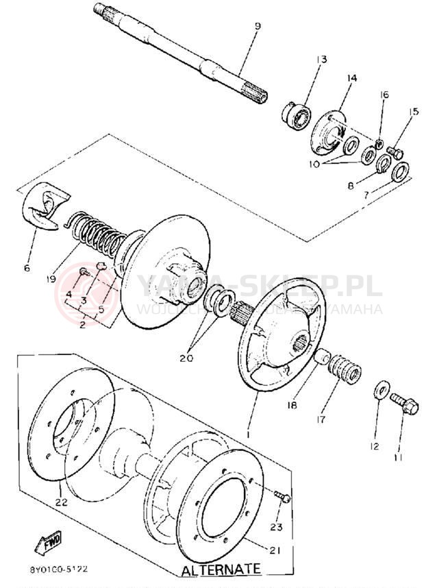 Schemat "Przeniesienie napędu" do Yamaha SRV SR540L