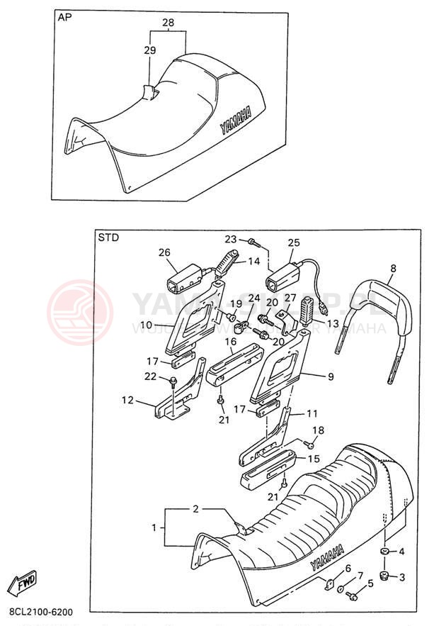 Schemat "siedzenie" do Yamaha VMAX 500 DX VX500DXW