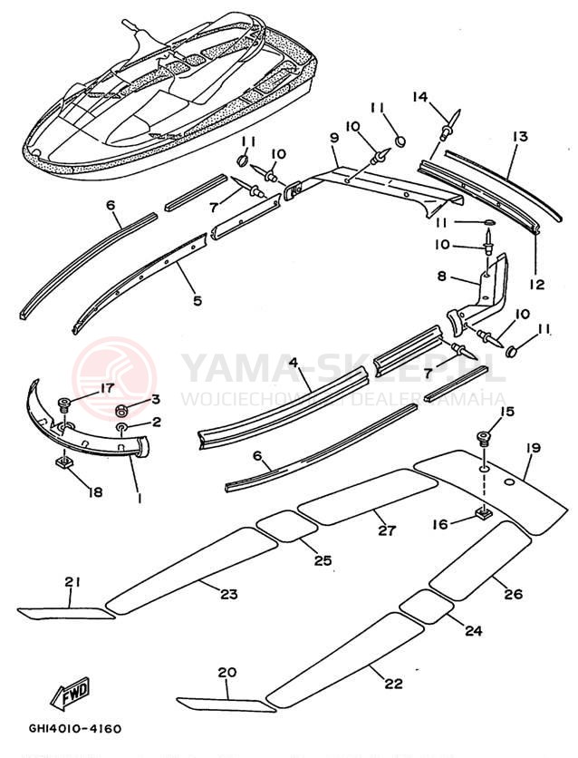 Schemat "GUNWALE - MAT" do Yamaha WAVE RAIDER RA700T