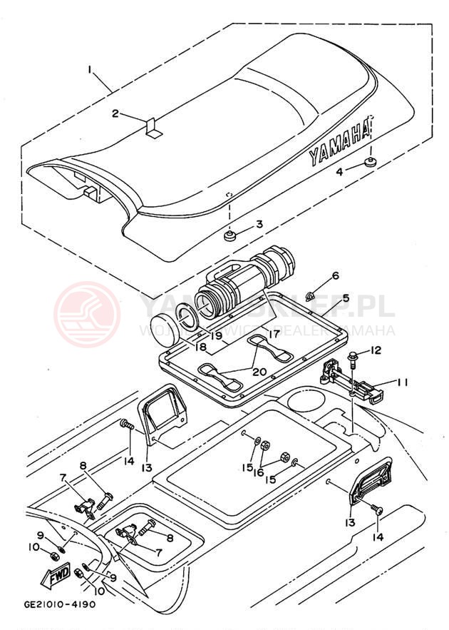 Schemat "Siedzenie i schowek" do Yamaha WAVE RUNNER III GP WRA700S