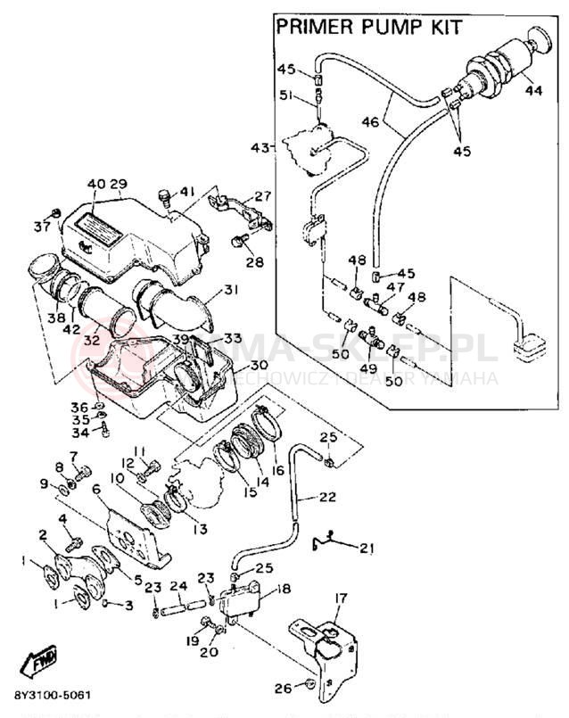 Schemat "Filtr powietrza" do Yamaha EXCEL III EC340M