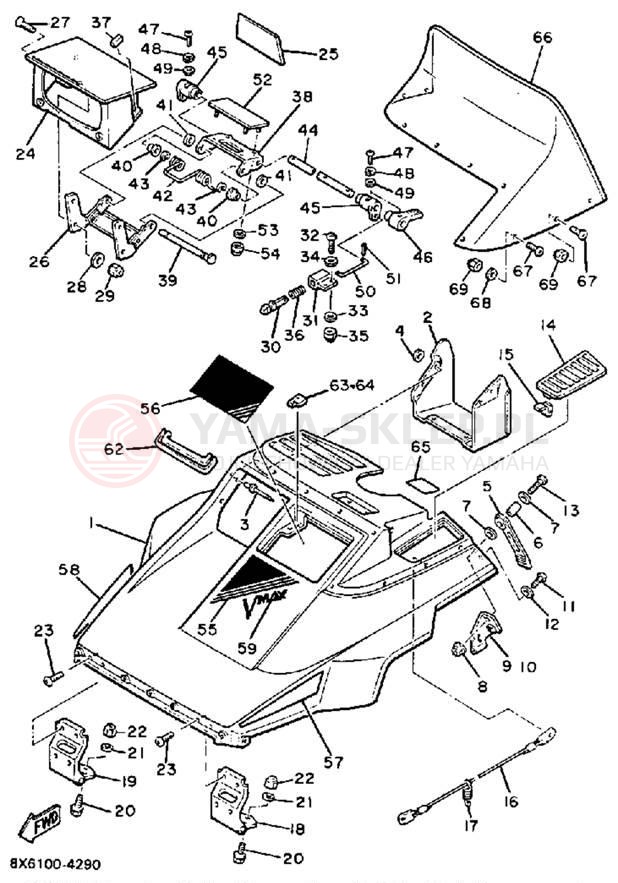 Schemat "SHROUD - WINDSHIELD" do Yamaha V-MAX VMX540H