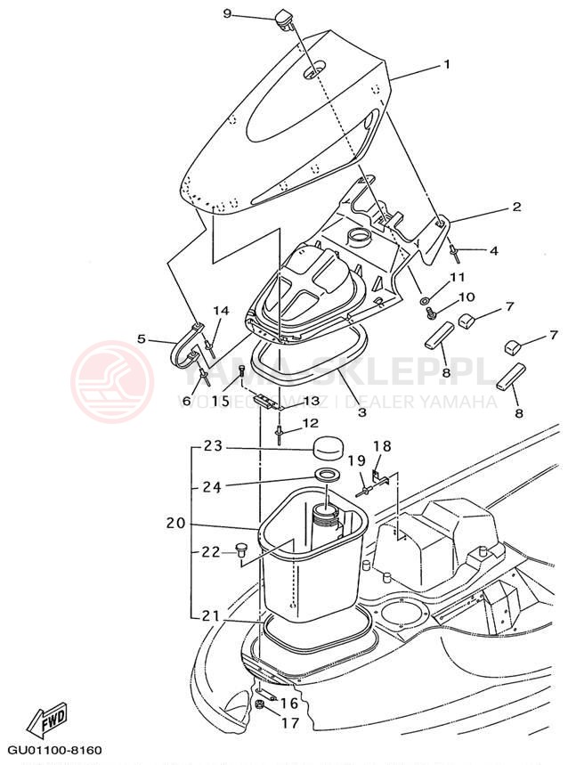 Schemat "ENGINE HATCH" do Yamaha WAVE RUNNER GP800W GP800W