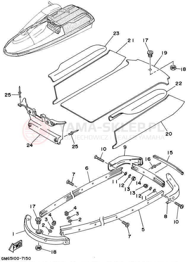 Schemat "GUNWALE - MAT" do Yamaha SUPER JET SJ700AZ