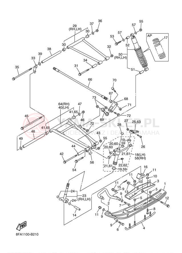 Schemat "płozy" do Yamaha RX-1 MOUNTAIN RX10MH/RX10H