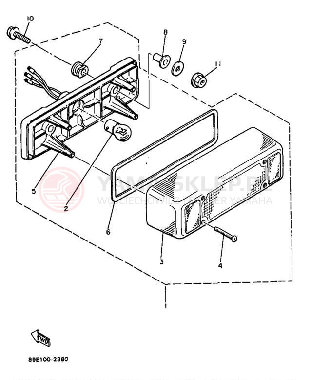 Schemat "lampa tył" do Yamaha PHAZER MOUNTAIN LITE PZ480STB