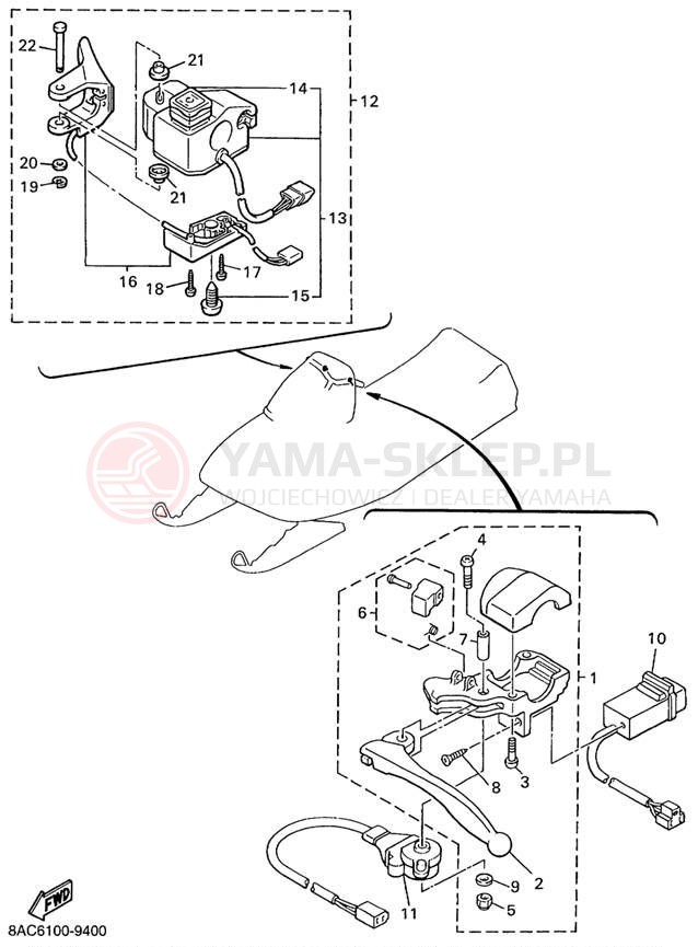 Schemat "Kierownica i osprzęt" do Yamaha VK540 III VK540EC