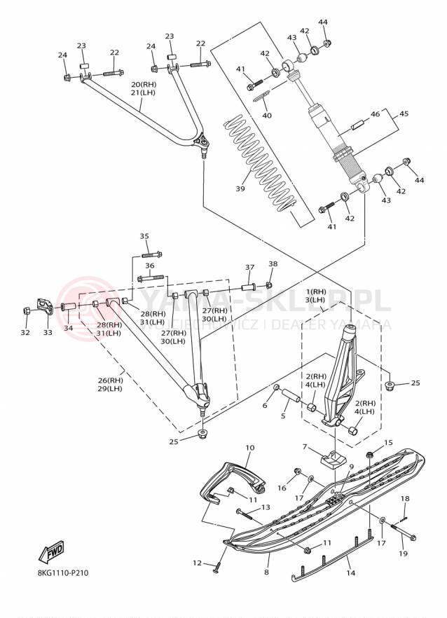 Schemat "płozy" do Yamaha SRVIPER M TX 153 SR10M53FB