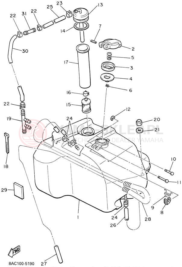 Schemat "zbiornik paliwa" do Yamaha VK540 III VK540EG