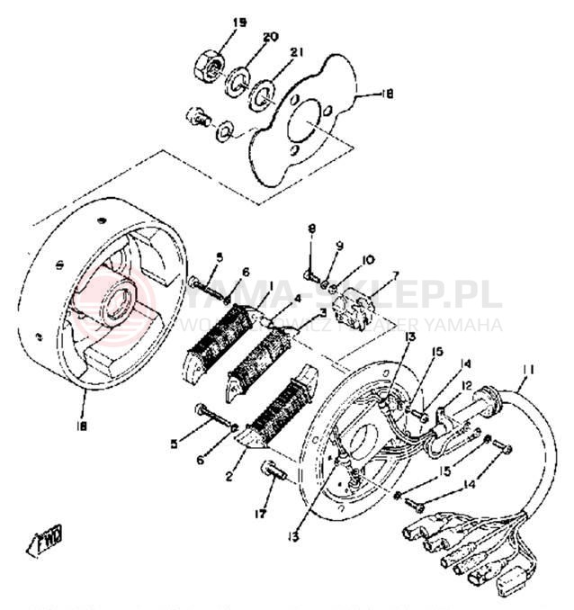 Schemat "Moduł zapłonowy - cewka" do Yamaha GPX338F/GPX433F