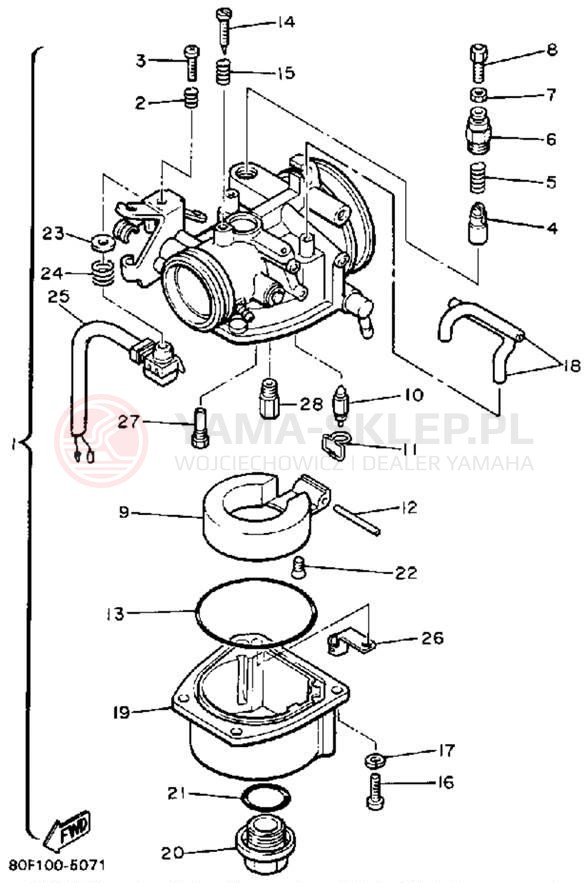 Schemat "Gaźnik" do Yamaha BRAVO T (LONG TRACK) BR250TN