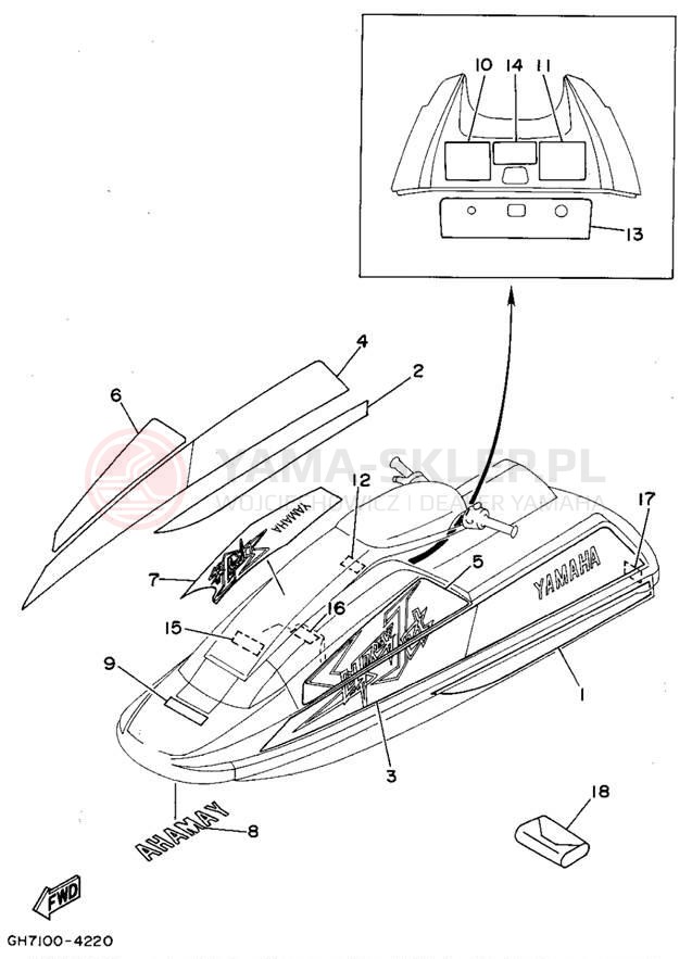 Schemat "Naklejki" do Yamaha SUPER JET SJ700S