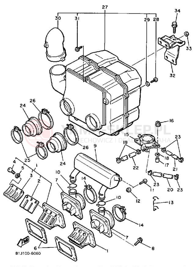 Schemat "Filtr powietrza" do Yamaha PHAZER PZ480H