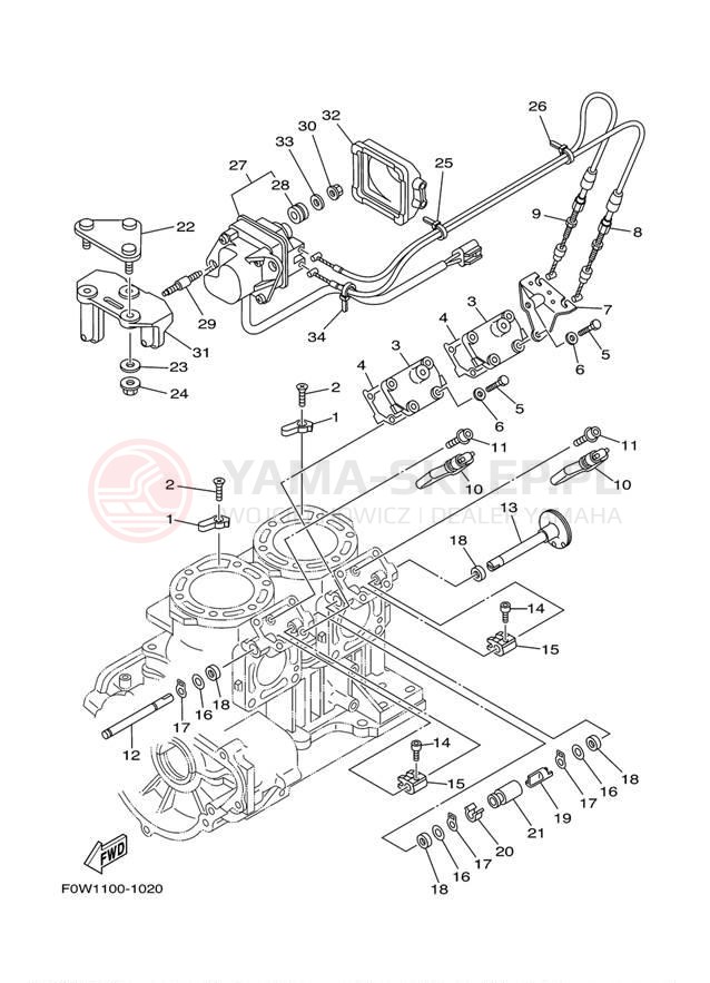 Schemat "Obudowa silnika - cylinder" do Yamaha GP800R GP800AB