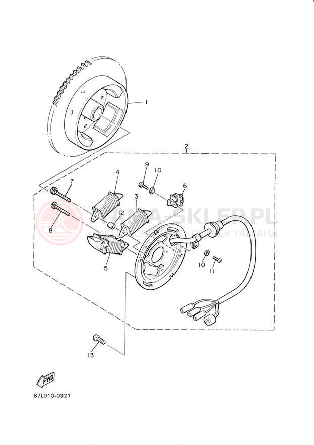 Schemat "prądnica" do Yamaha CS340 CS340ED
