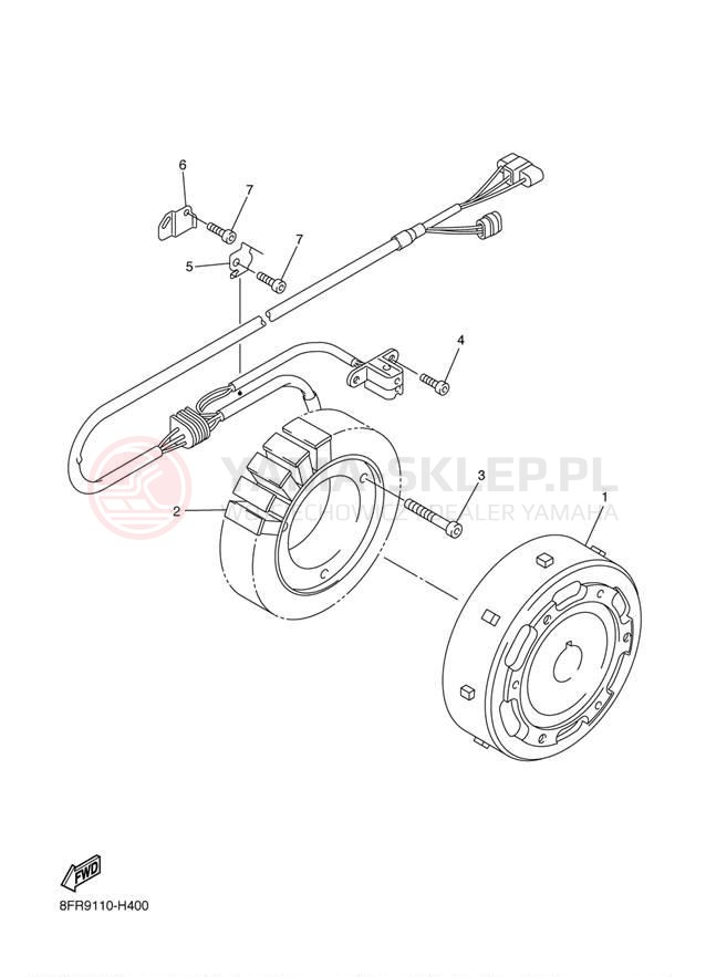 Schemat "prądnica" do Yamaha APEX GT RX10GTZB/RX10GTZL