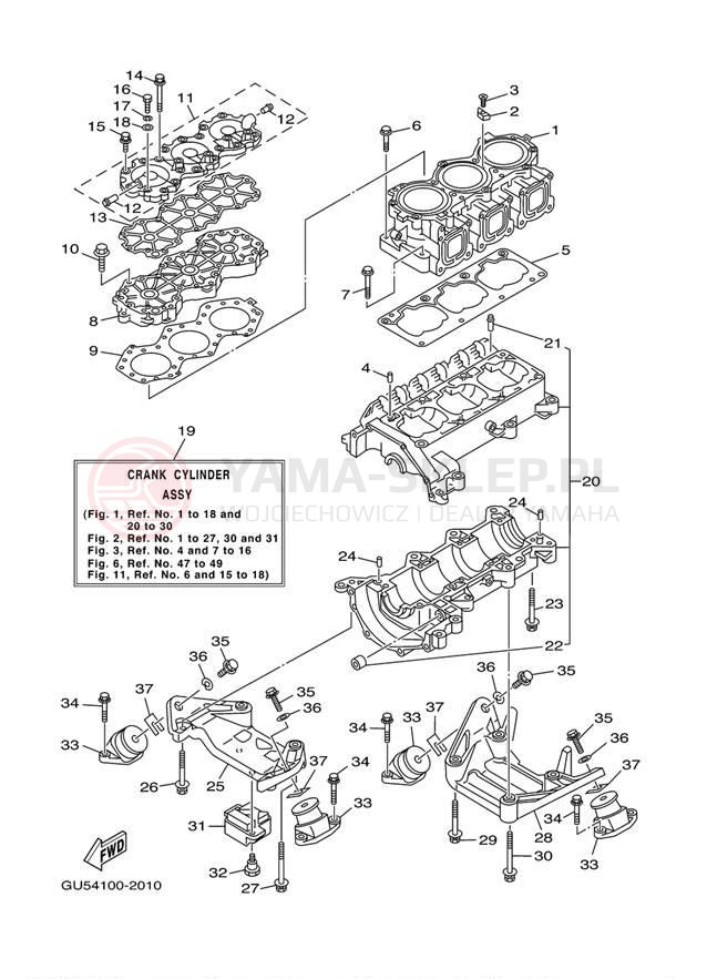 Schemat "Obudowa silnika - cylinder" do Yamaha SUV1200 SV1200A