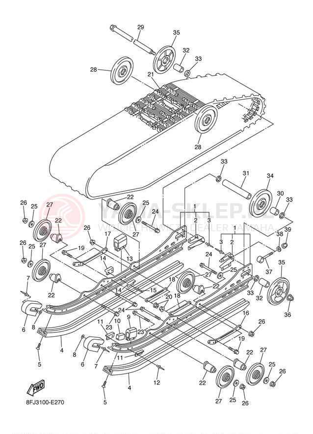 Schemat "Zawieszenie gąsiennicy" do Yamaha VECTOR ER RS90RL/RS90NRL