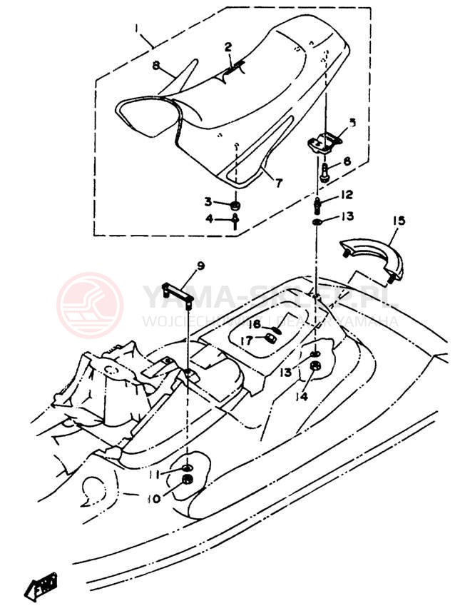 Schemat "Siedzenie i schowek" do Yamaha WAVE BLASTER II WB760V