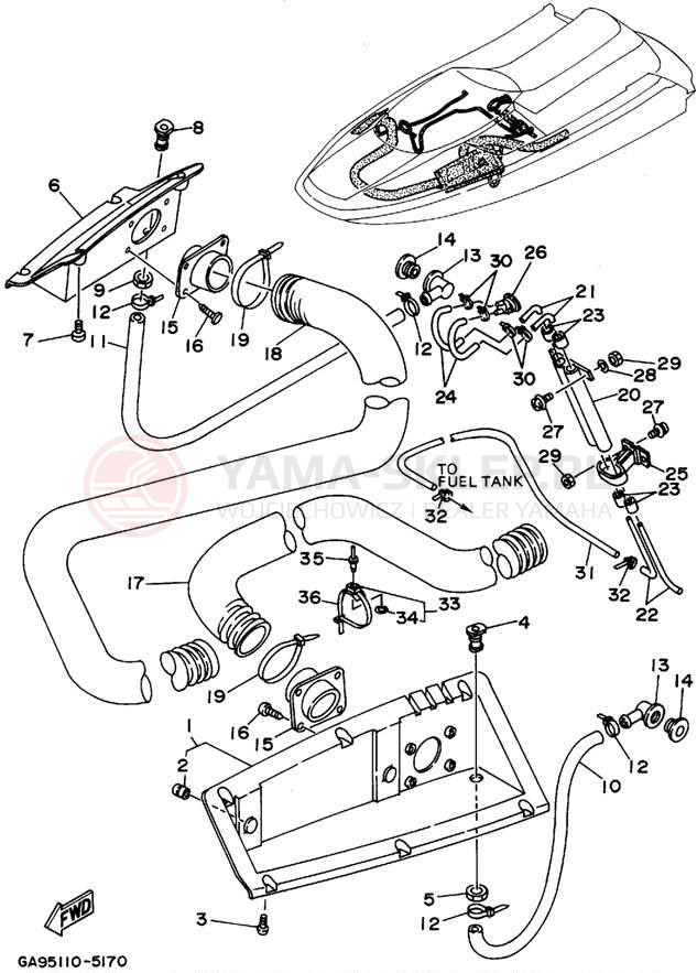 Schemat "odpowietrzenie" do Yamaha WAVE RUNNER III WRA650T