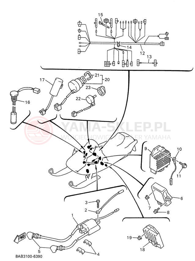 Schemat "układ elektryczny" do Yamaha VMAX 500 VX500W