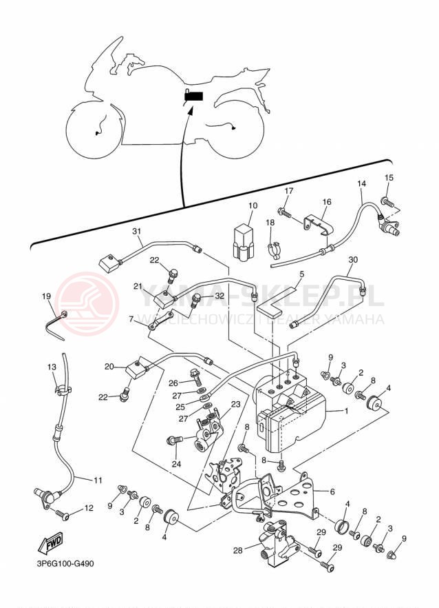 Schemat "układ elektryczny" do Yamaha FJR1300A FJR13AFC/FJR13AF