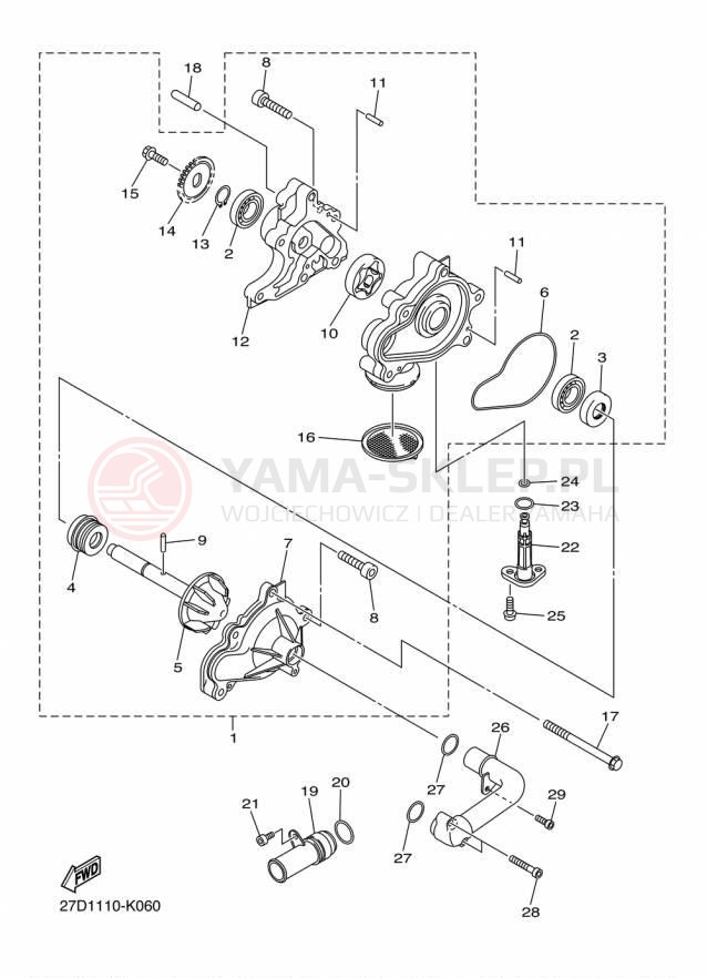 Schemat "Pompa wody" do Yamaha V STAR 1300 XVS13AFCS/XVS13AFS