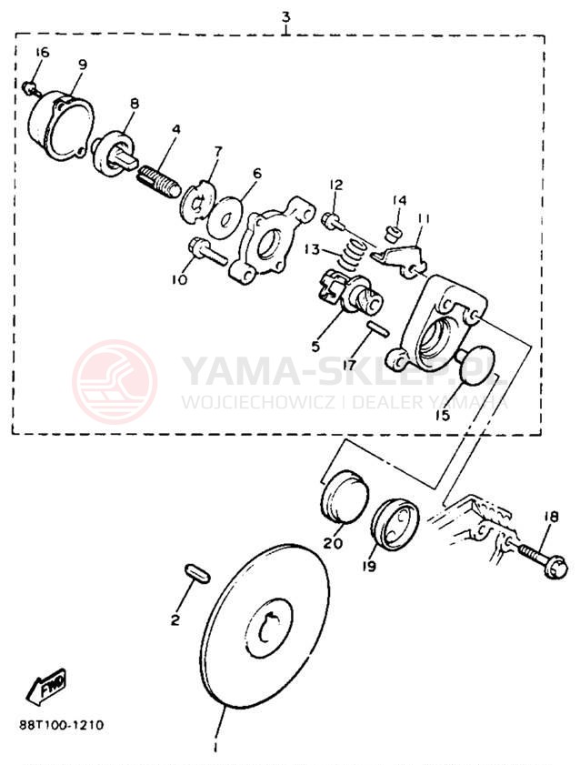 Schemat "hamulec" do Yamaha VENTURE GT VT480GTT
