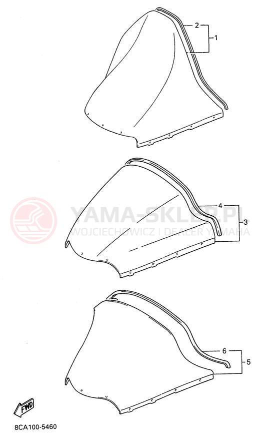 Schemat "Szyba" do Yamaha VMAX 600 DX VX600DXW
