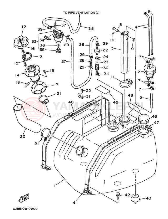 Schemat "zbiornik paliwa" do Yamaha WAVE RAIDER 700 RA700BV
