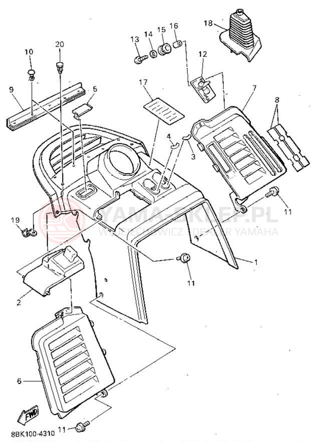 Schemat "INSTRUMENT PANEL" do Yamaha VENTURE XL VT480V