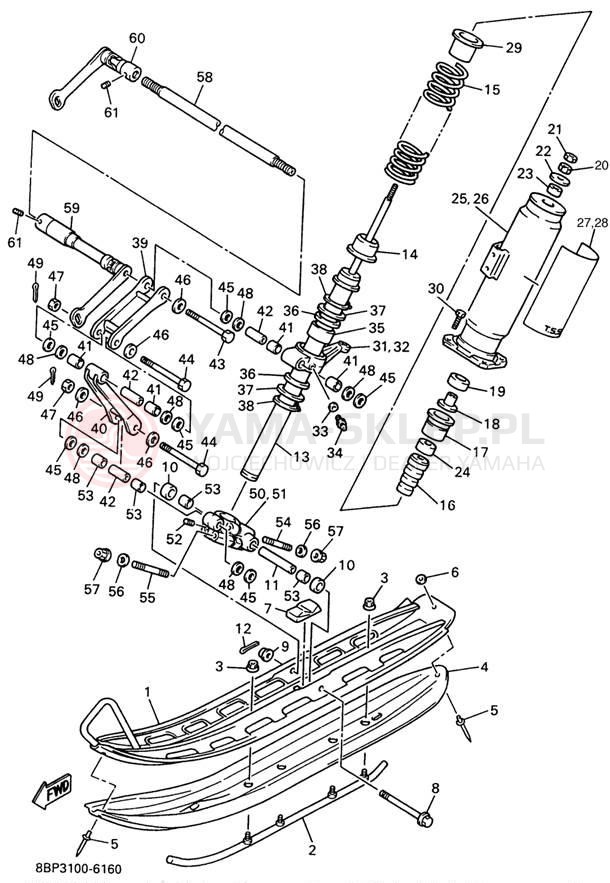 Schemat "płozy" do Yamaha VMAX 500 DX VX500DXW