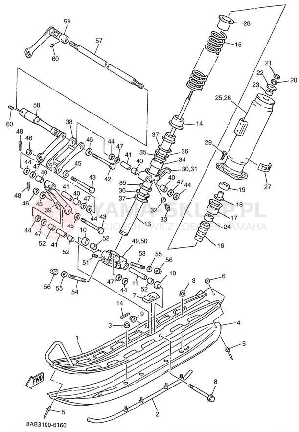 Schemat "płozy" do Yamaha VMAX 600 MOUNTAIN MAX VX600STW