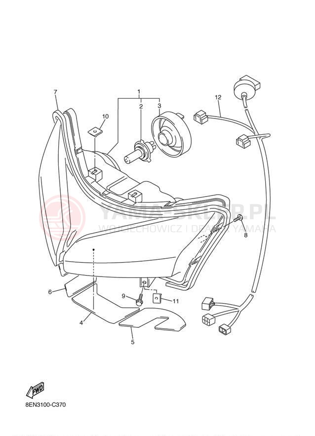 Schemat "Lampa przód" do Yamaha VENTURE 600 VT60J